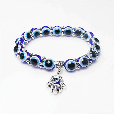 Turkish Evil Eye Bracelet with Sapphire Glaze Beads