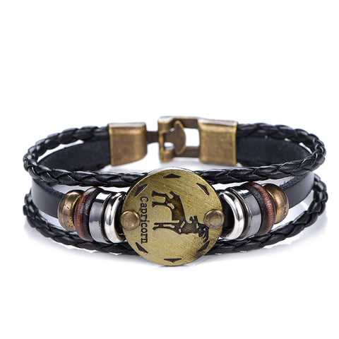 Vintage Punk style Bracelet - Zodiac Sign