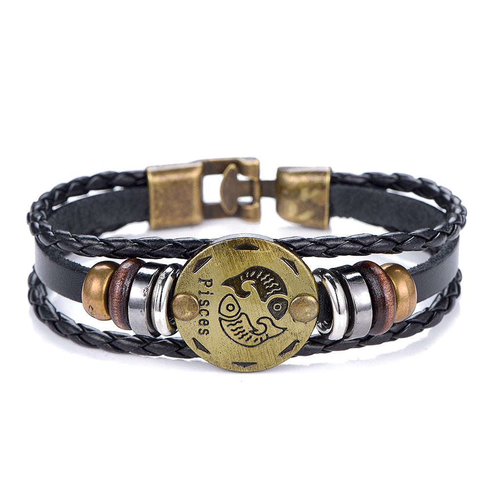 Vintage Punk style Bracelet - Zodiac Sign