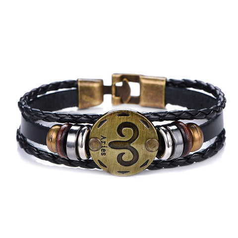 Vintage Punk style Bracelet - Zodiac Sign