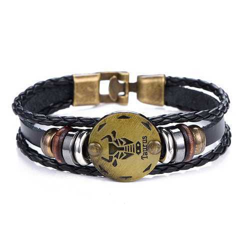 Vintage Punk style Bracelet - Zodiac Sign